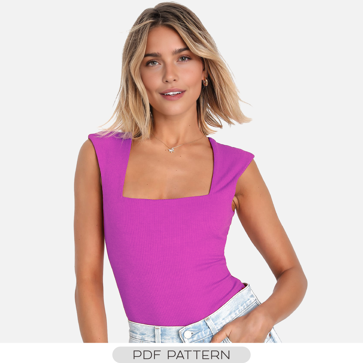 SQUARE NECK TOP PATTERN FOR STRETCH FABRICS