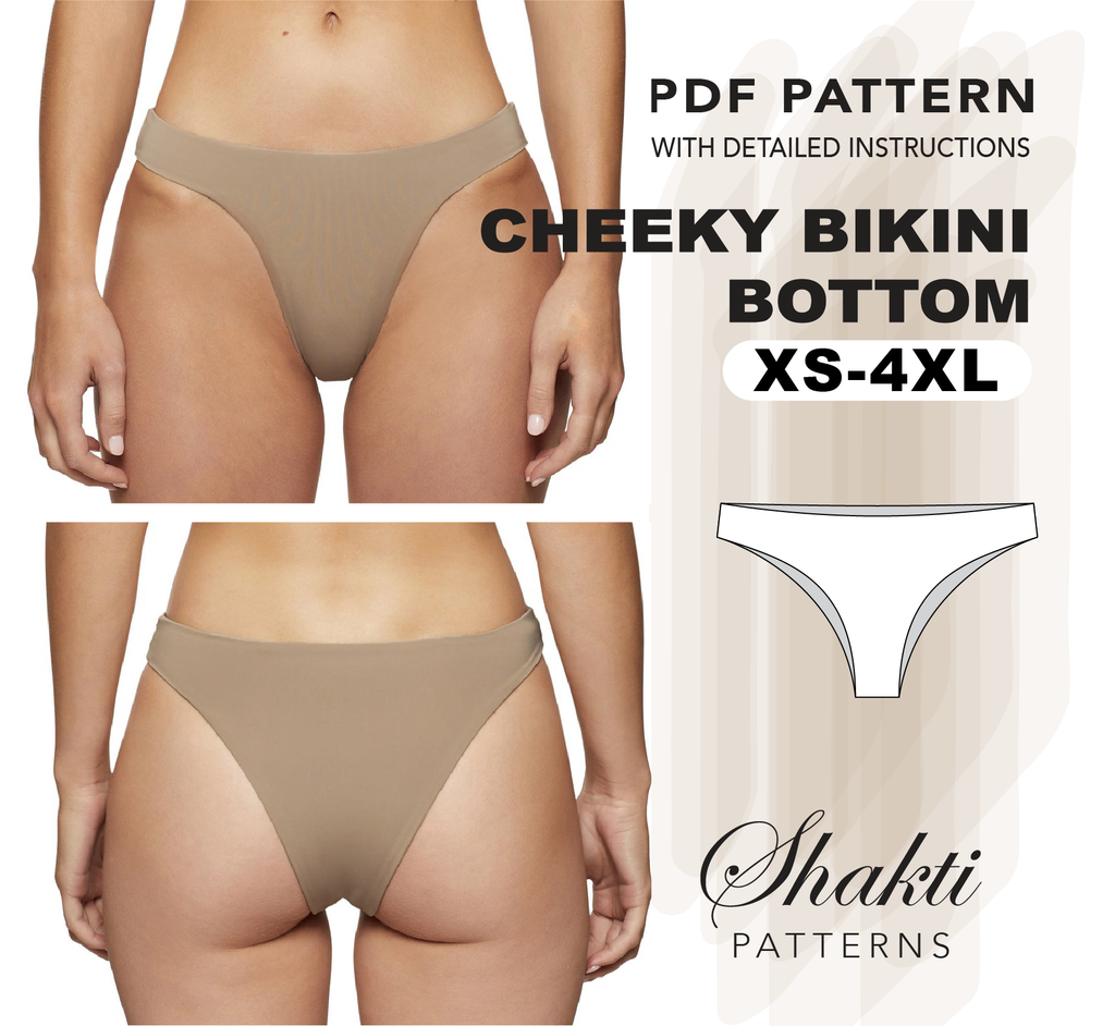 Cheeky Bikini Bottom Sewing Pattern, Size XS-4XL, Instant Download – Shakti  Patterns