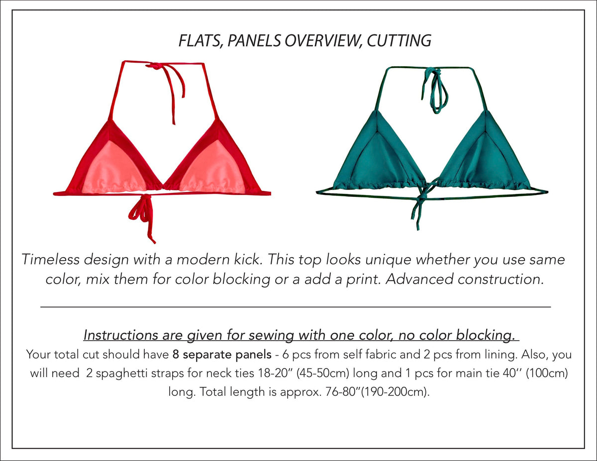 Bikini Top PDF Pattern / Swimsuit Sewing Pattern / Triangle Bikini Pattern / Digital Sewing Pattern / Beginner Easy Bathing Suit Pattern