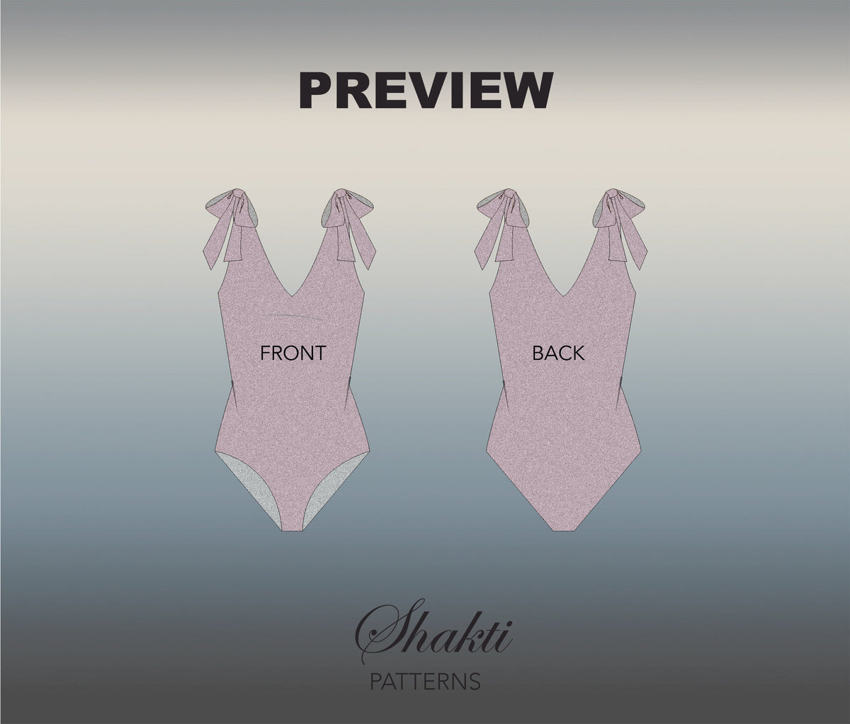 One Piece Swimsuit With Removable Ties Sewing Pattern BEGINNER Level / Bikini Sewing Pattern / Size XS-XL / Patrón de Vestido de Baño