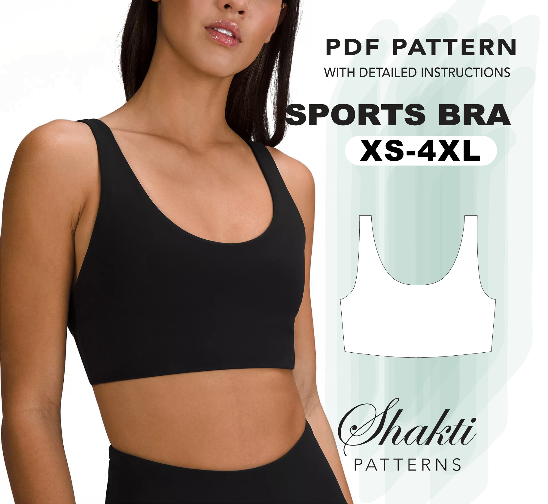 One Shoulder Crop Top Sewing Pattern, Sport Gym Bralette PDF