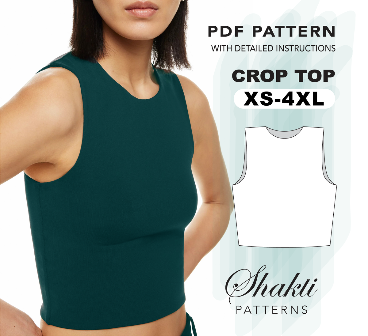 Crop Top Sewing Pattern, XS-4XL, Instant Download – Shakti Patterns