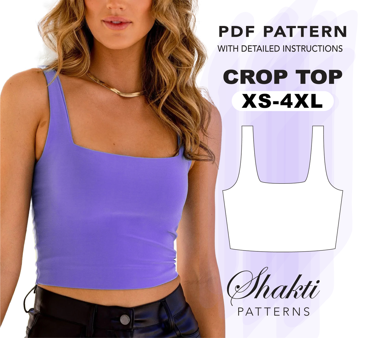 Crop Top Sewing Pattern, XS-4XL, Instant Download – Shakti Patterns