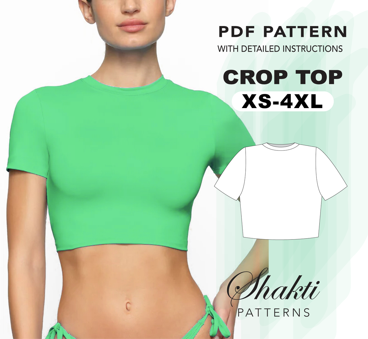 Crop Top Sewing Pattern, XS-4XL, Instant Download