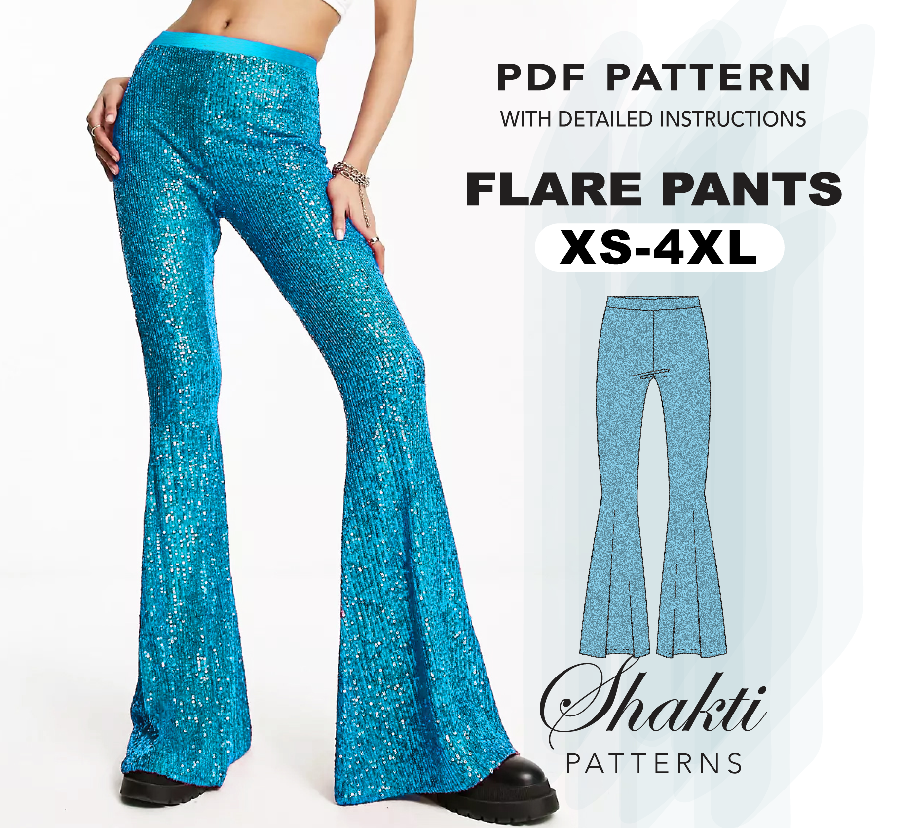Hippie Pants Sewing Pattern, 8 sizes XS - 4XL, Instant Download – Shakti  Patterns