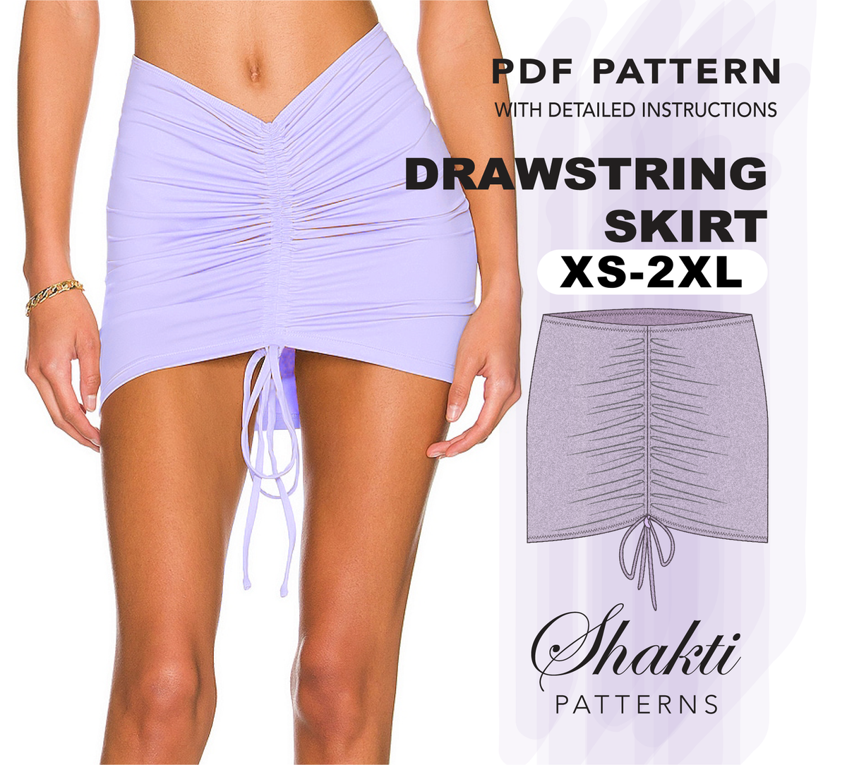 Drawstring mini skirt pattern outlet