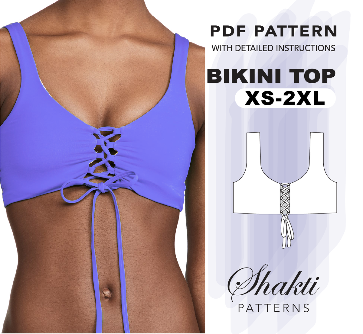 Bikini Top Sewing Pattern, Size XS-2XL, Instant Download
