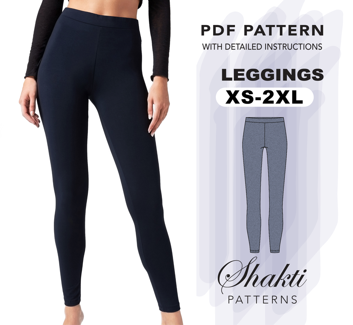 Leggings Sewing Pattern, 6 sizes XS - XXL, Digital Sewing Pattern, Instant  Download