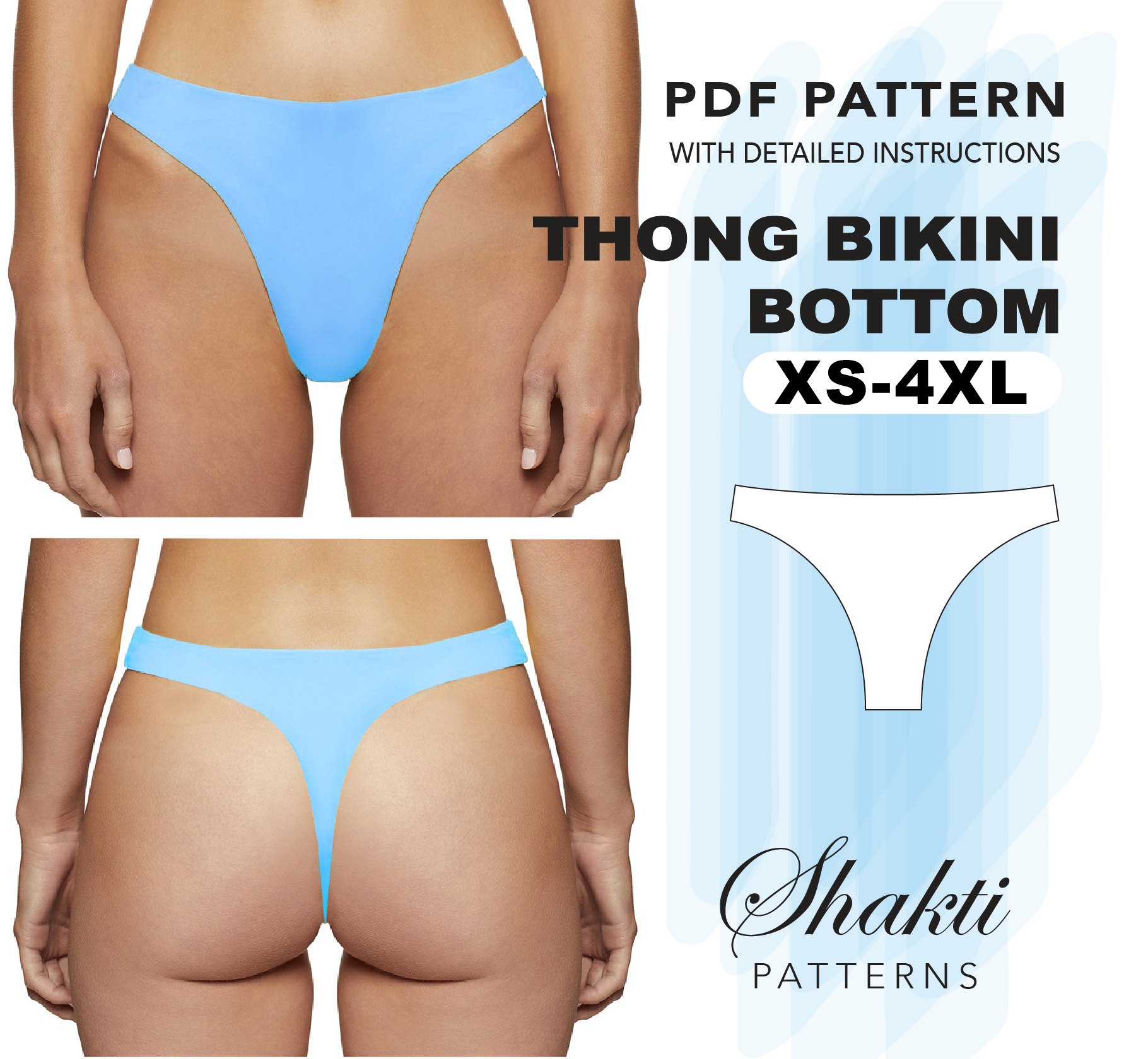 Patterns of Thong Panties Size XS, S, M PDF File, Instant Download 