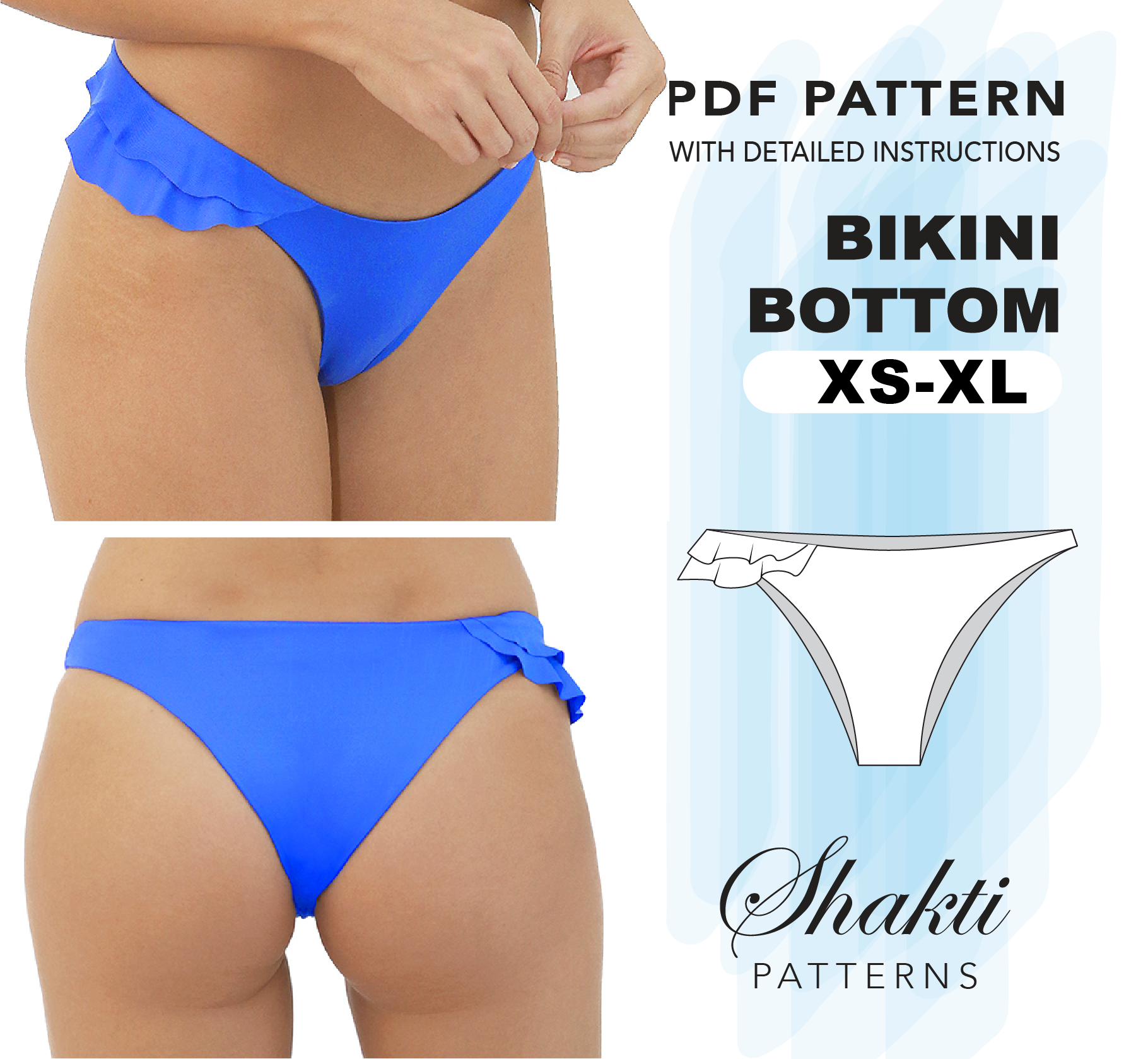 Bikini Bottom Sewing Pattern, Size XS-XL, Digital Pattern – Shakti Patterns