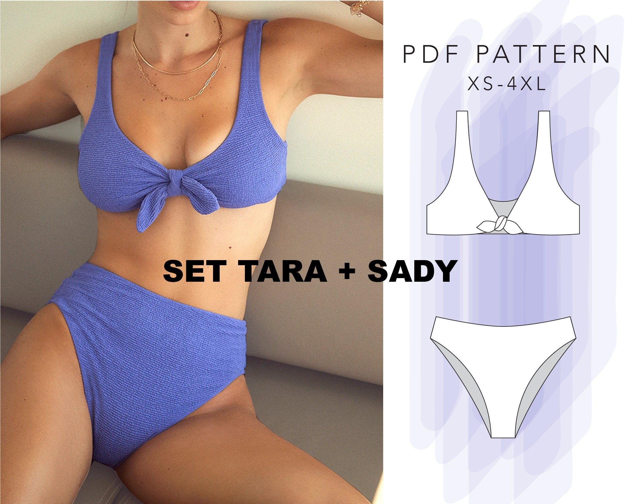 Bikini Sewing Pattern Plus Size Swimsuit PDF Bikini Pattern Size XS 4XL Instant Download